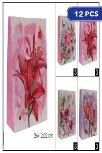 FASHION FLOWER GIFT PAPER BAG (12 UNITS)