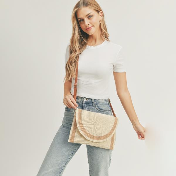 STRAW TWO TONE ENVELOPE CROSSBODY & CLUTCH