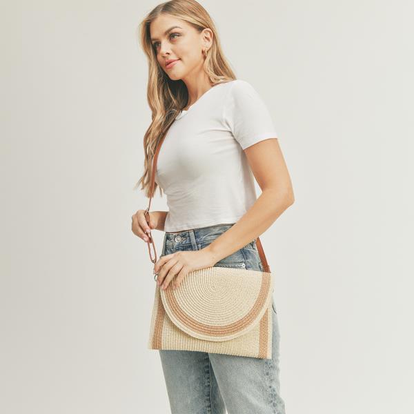 STRAW TWO TONE ENVELOPE CROSSBODY & CLUTCH