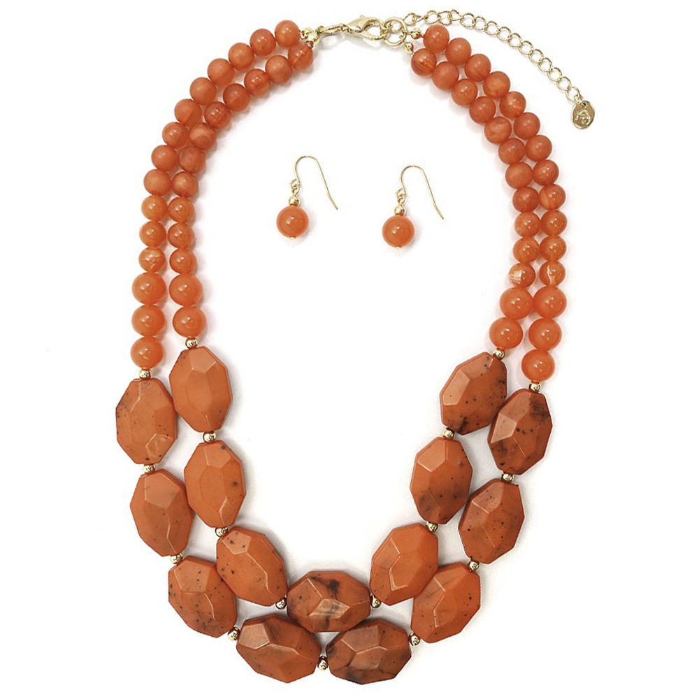 RESIN BEAD STATEMENT NECKLACE SET