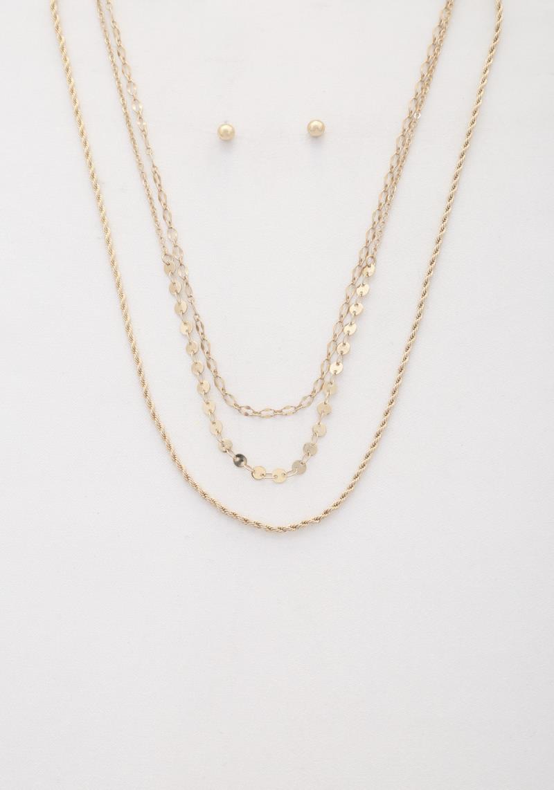 COIN ROPE LINK LAYERED NECKLACE