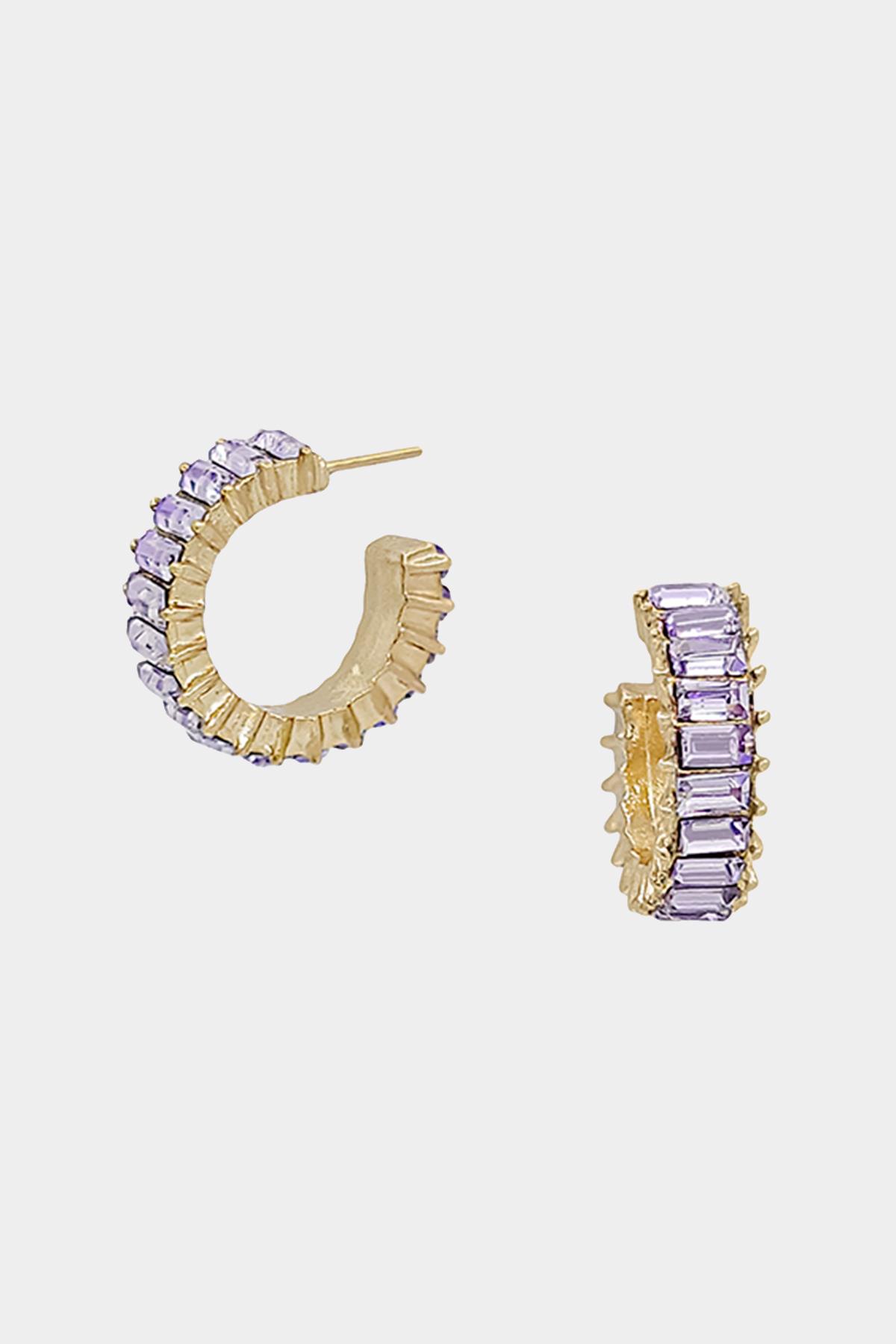 20MM SQUARE SHAPE CRYSTAL HOOP EARRING