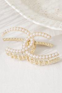 PEARL FILLED DOUBLE C HAIR CLAW