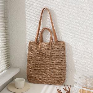 STRAW W/DOUBLE HANDLE TOTE BAG