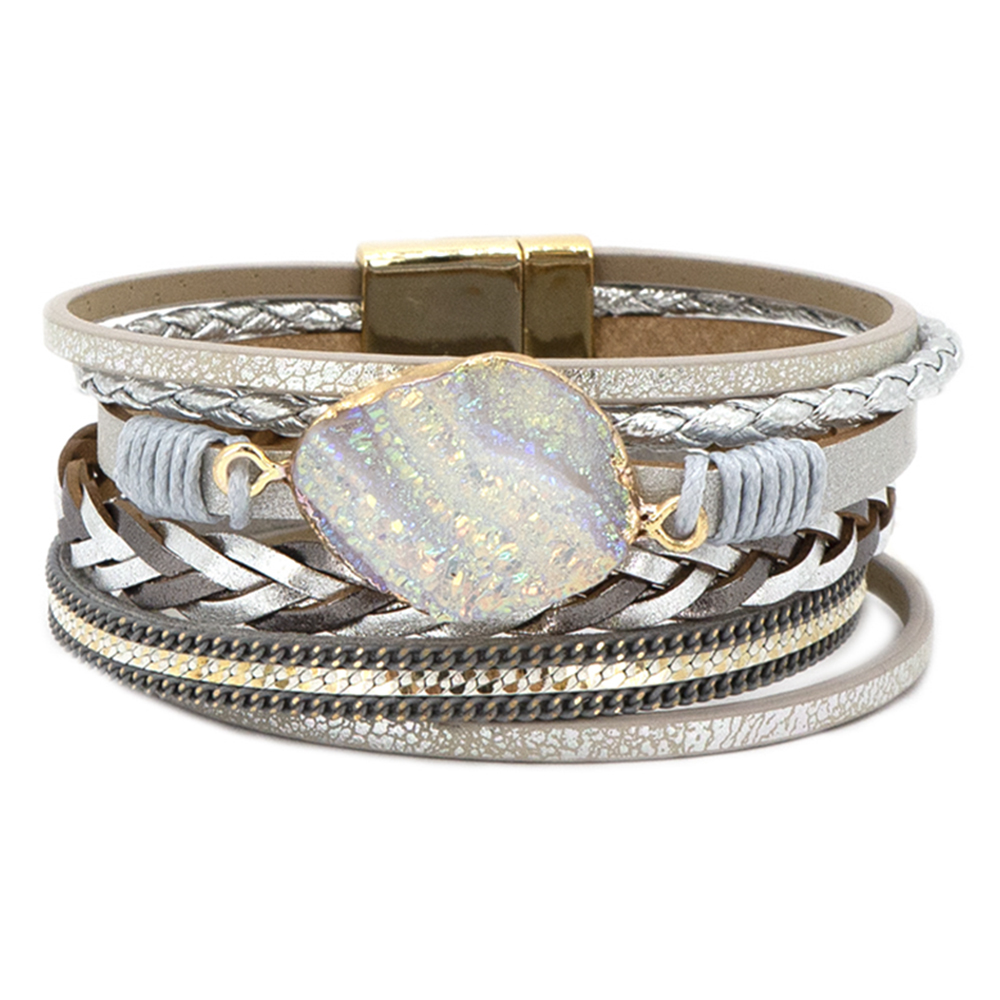 NATURAL STONE PU LEATHER MAGNETIC BRACELET