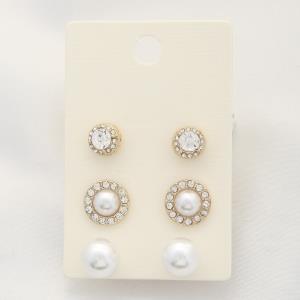 PEARL BEAD CRYSTAL ASSORTED EARRING SET