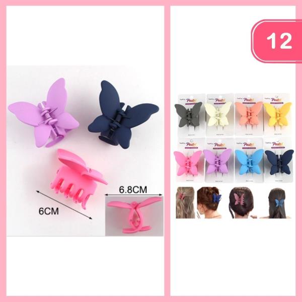 FASHION BUTTERFLY HAIR CLAW JAW CLIPS (12 UNITS)