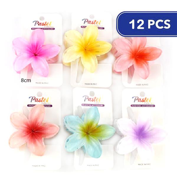 FASHION HAWAIIAN FLOWER HAIR CLAW (12 UNITS)