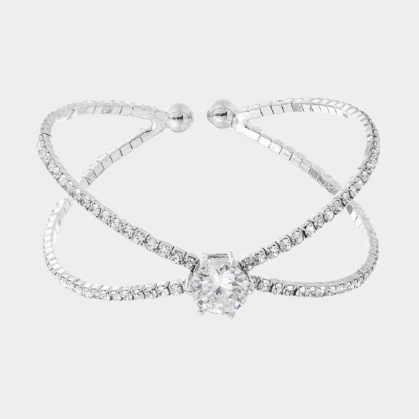 RHINESTONE CUBIC ZIRCONIA X BRACELET