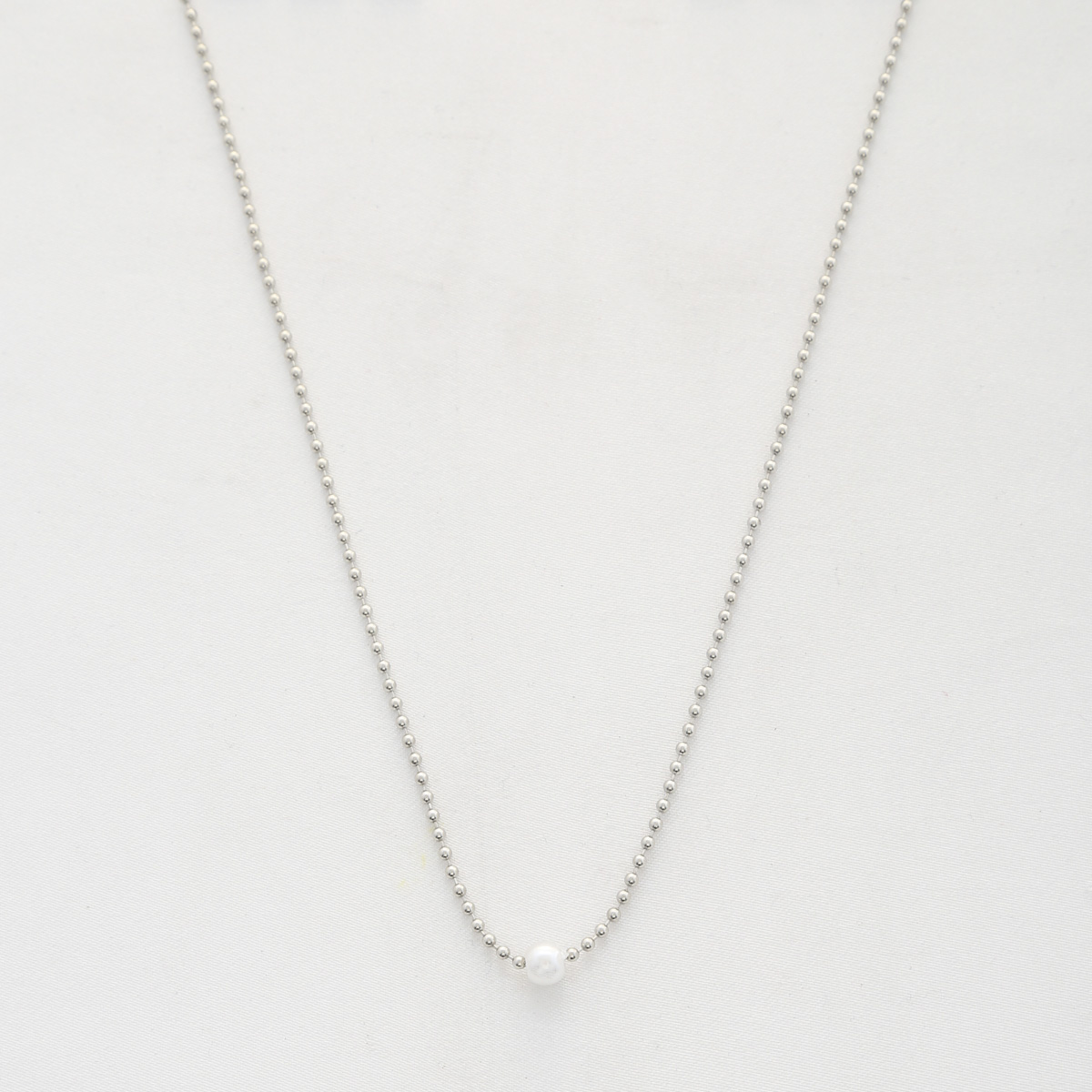 PEARL BEAD BALL LINK NECKLACE