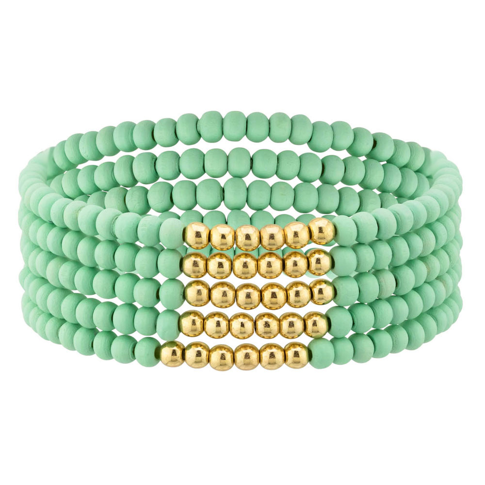 BALL WOOD BEAD BRACELET SET