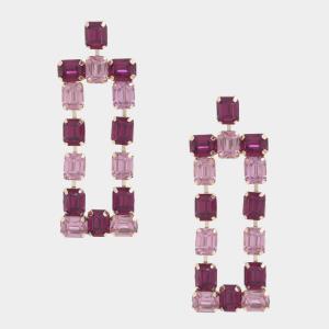 EMERALD RHINESTONE RECTANGLE EARRING