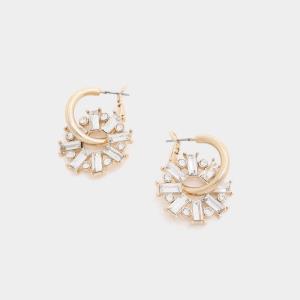 FLOWER CRYSTAL HOOP EARRING
