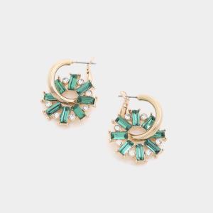 FLOWER CRYSTAL HOOP EARRING