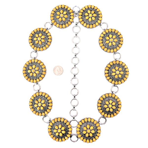 WESTERN CONCHO TURQUOISE STONE FASHION BELT L/XL