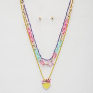HEART STAR OVAL LINK LAYERED NECKLACE