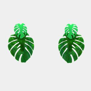 DOUBLE TROPICAL LEAF POST EARRING