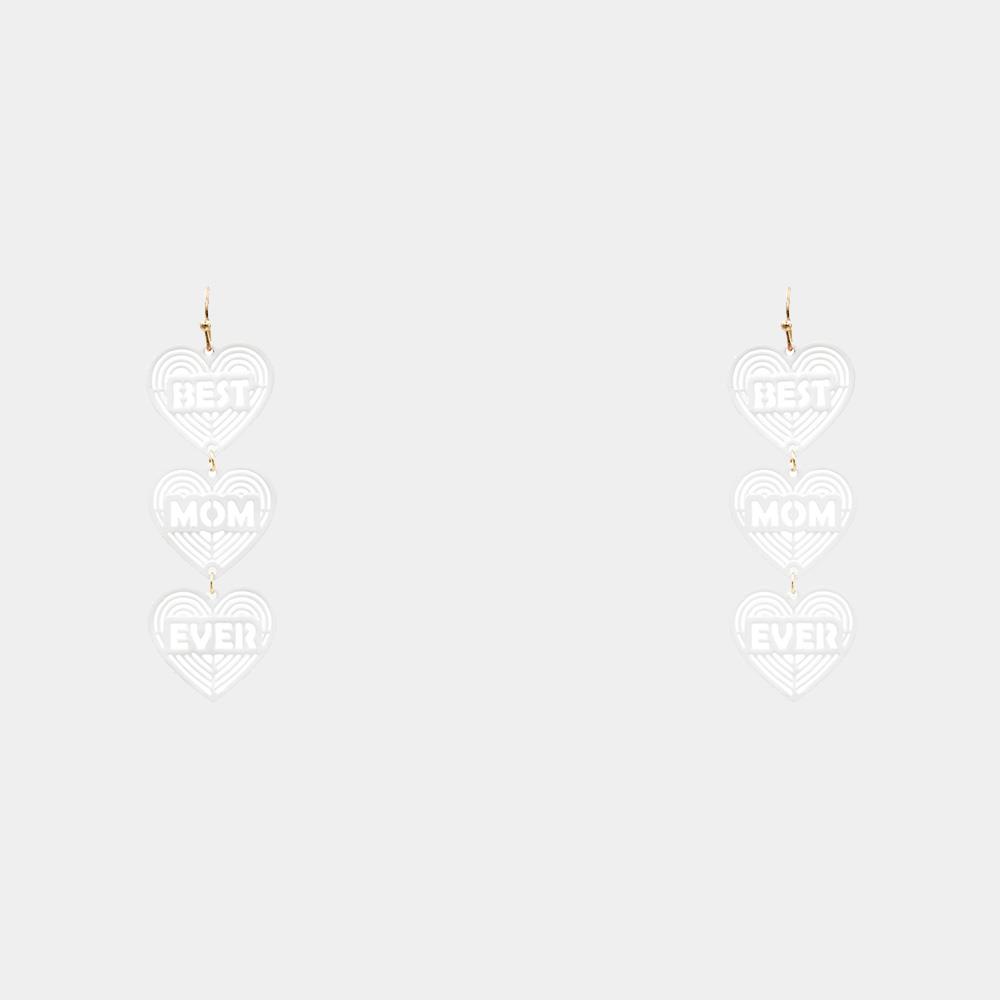 BEST MOM EVER TRIPLE HEART DANGLE EARRING