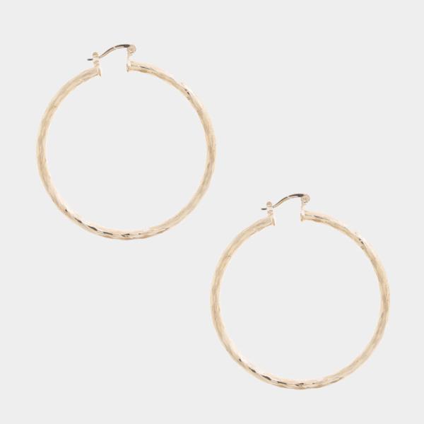 60MM TWISTED METAL HOOP EARRING