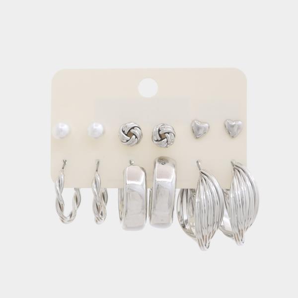 PUFFY HOOP ASSORTED EARRING SET