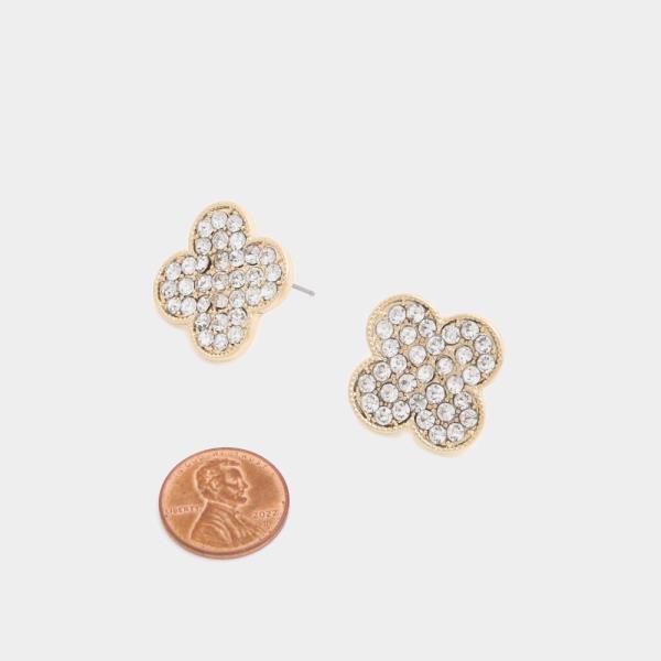 RHINESTONE CLOVER POST EARRING