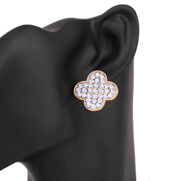 RHINESTONE CLOVER POST EARRING