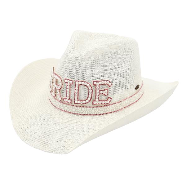 CC BRIDE COWBOY HAT WITH PEARL & RHINESTONE TRIM BAND