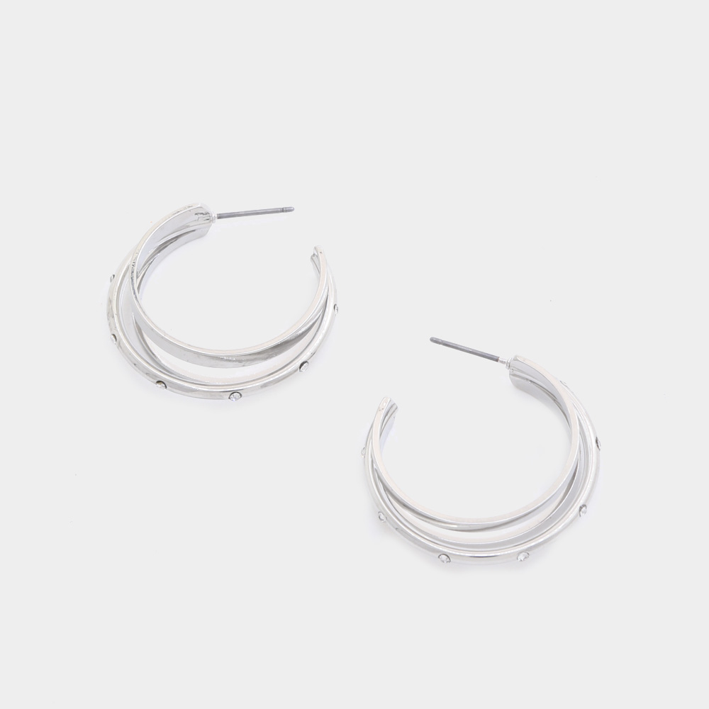 TRIPLE HOOP CRYSTAL EARRING