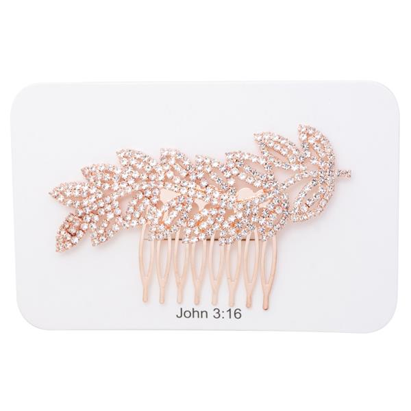 LEAF PATTERN RHINESTONE HAIR COMB