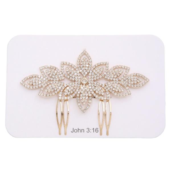 FLORAL PATTERN CRYSTAL HAIR COMB