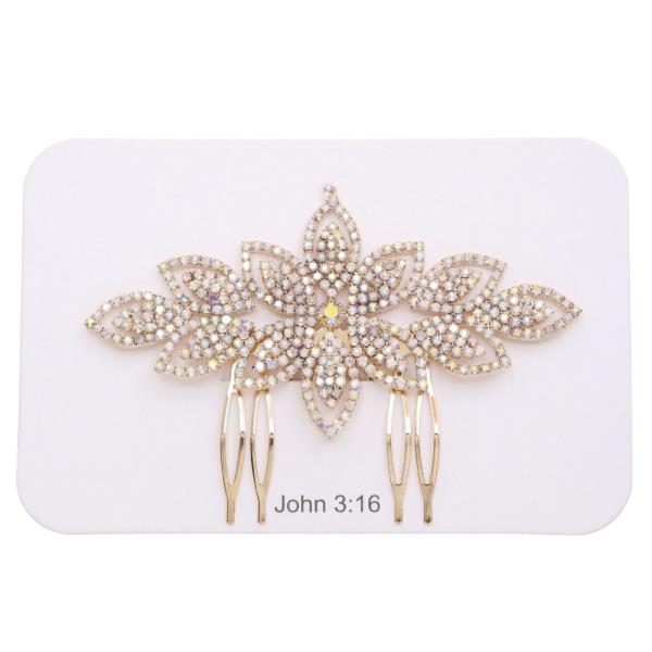 FLORAL PATTERN CRYSTAL HAIR COMB