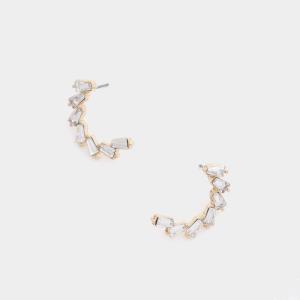 CRYSTAL CURVE METAL EARRING