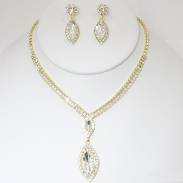 RHINESTONE NECKLACE EARRING SET