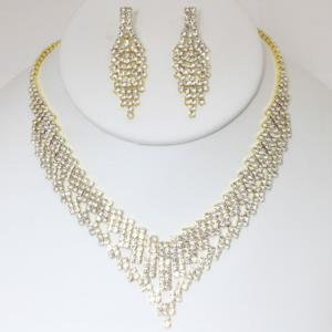 RHINESTONE NECKLACE EARRING SET