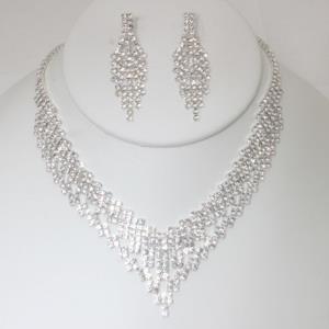RHINESTONE NECKLACE EARRING SET