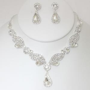 RHINESTONE NECKLACE EARRING SET