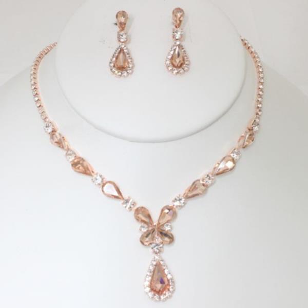 RHINESTONE NECKLACE EARRING SET