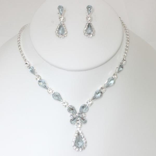 RHINESTONE NECKLACE EARRING SET