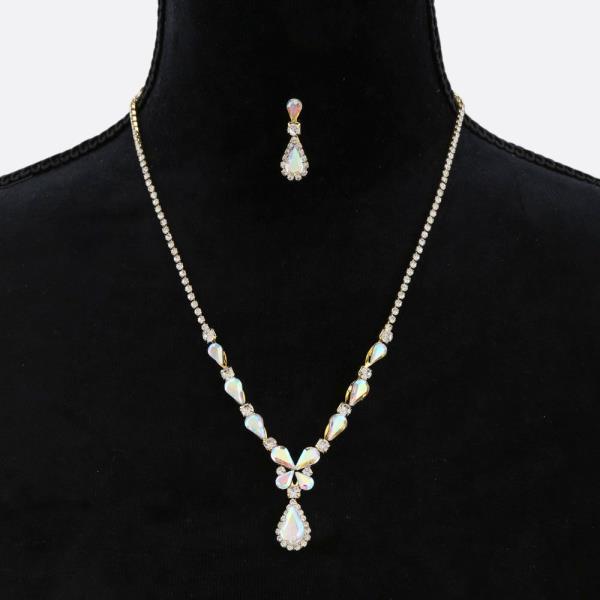 RHINESTONE NECKLACE EARRING SET