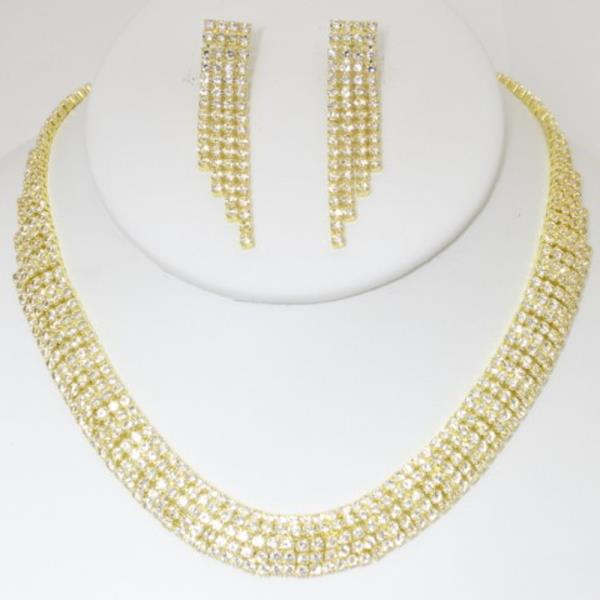 RHINESTONE NECKLACE EARRING SET