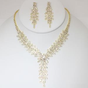 RHINESTONE NECKLACE EARRING SET