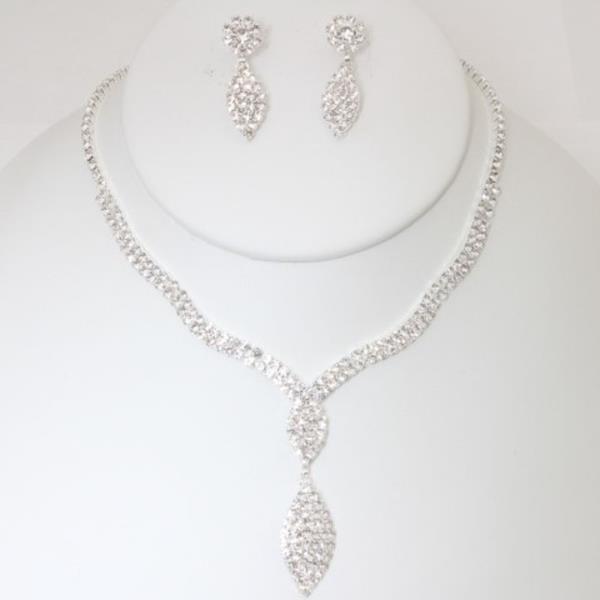 RHINESTONE NECKLACE EARRING SET