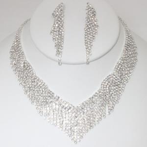 CRYSTAL RHINESTONE NECKLACE EARRING SET