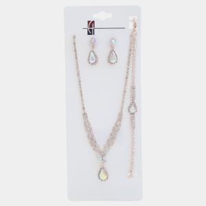 TEARDROP BUTTERFLY RHINESTONE NECKLACE BRACELET SET