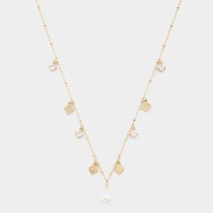 TEARDROP CRYSTAL MOROCCAN SHAPE STATION NECKLACE