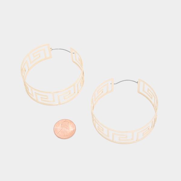 GREEK PATTERN HOOP EARRING