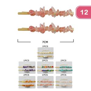 FASHION STONE HAIR BOBBY PIN (12 UNITS)