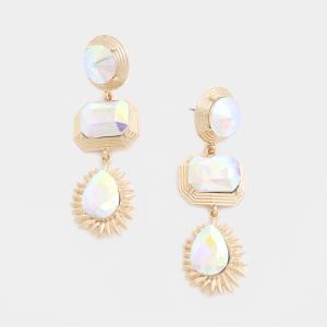 TEARDROP EMERALD CRYSTAL DANGLE EARRING