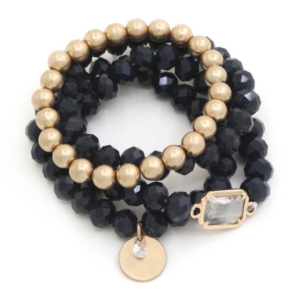 METAL DISC BALL BEAD BRACELET SET