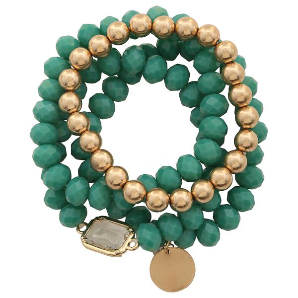 METAL DISC BALL BEAD BRACELET SET